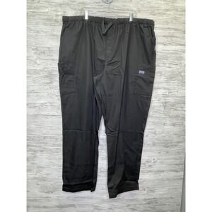 Cherokee Workwear Originals Pants Mens 3XL Black Cargo Scrub Elastic Waist